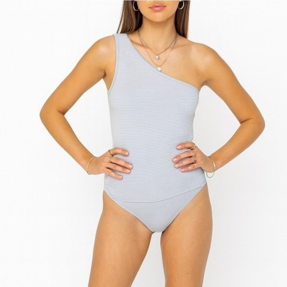 Abercrombie‎ One Shoulder Bodysuit Womens Size Medium Pastel Balletcore Scandi